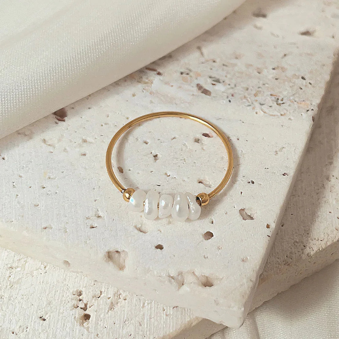 [Gaonasi]Magnolia Freshwater Pearl Gold Ring