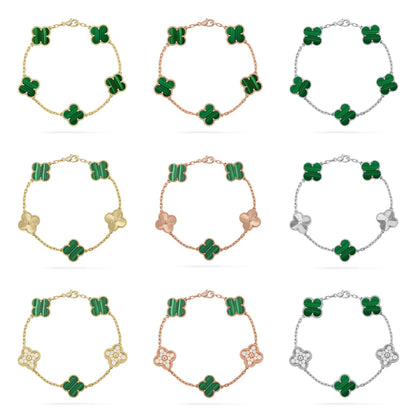 [Gaonasi] CLOVER 5 MOTIF MALACHITE BRACELET COLLECTION