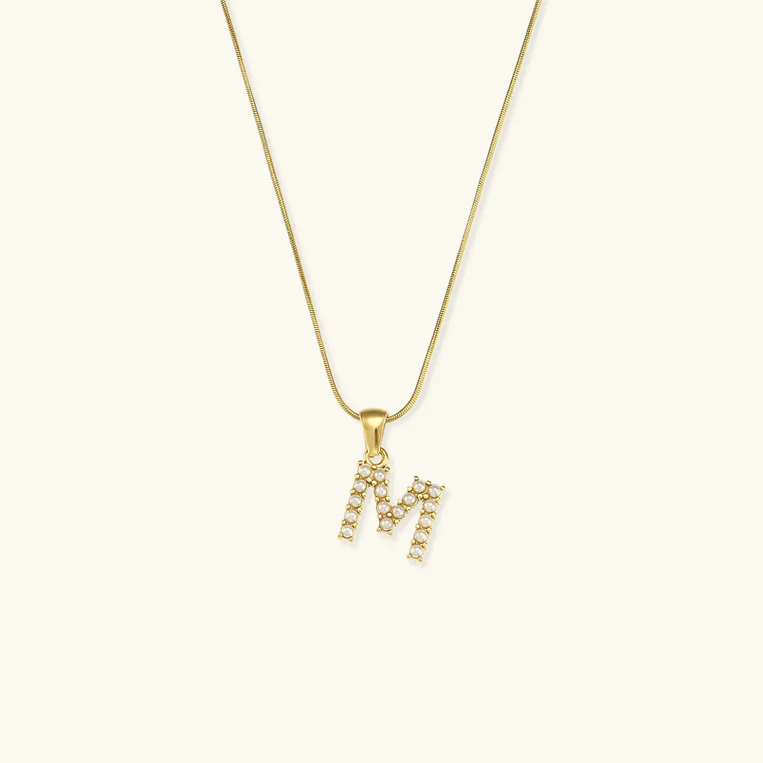[Gaonasi]Augustine Initial Letter Pearl Necklace