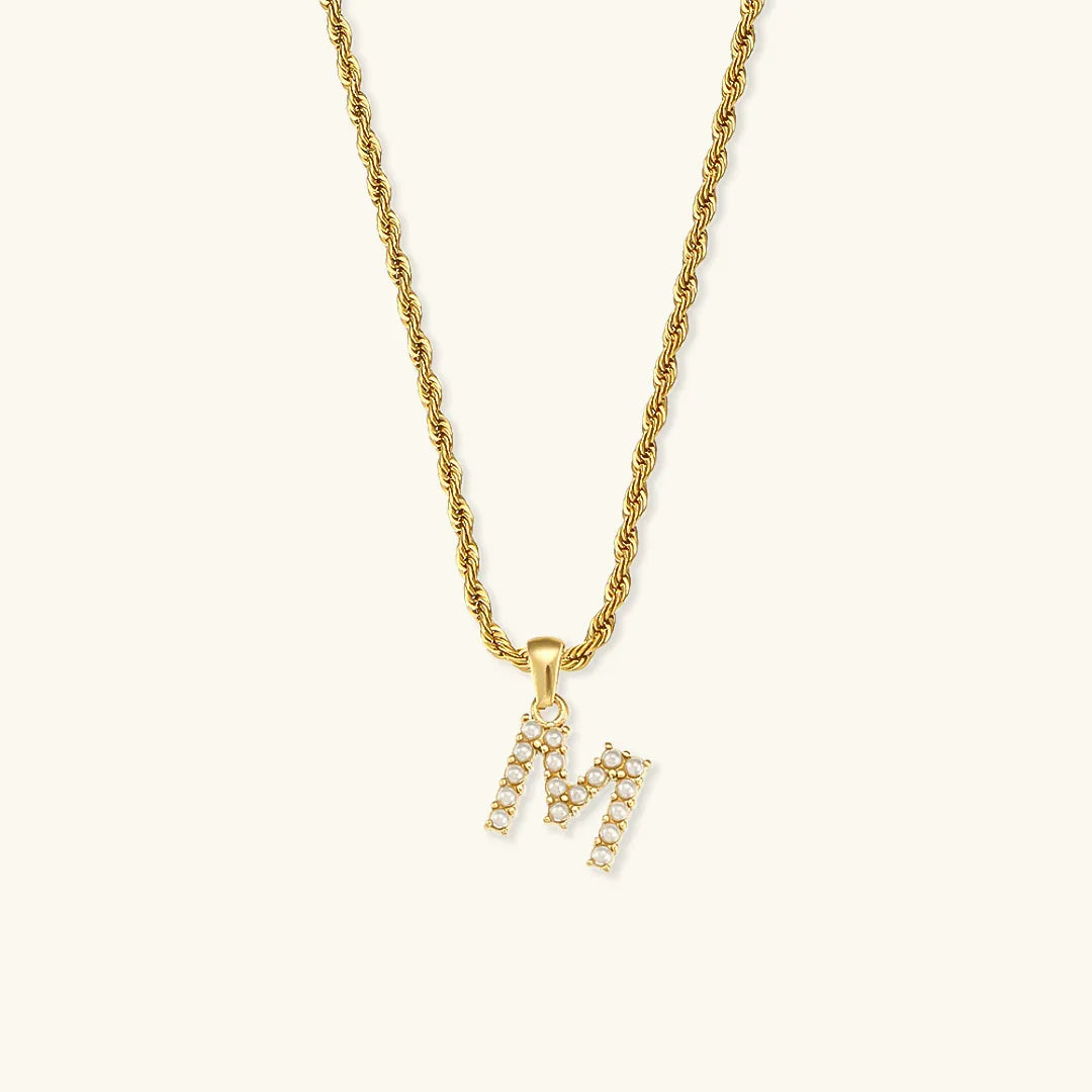 [Gaonasi]Elodie Initial Letter Pearl Necklace