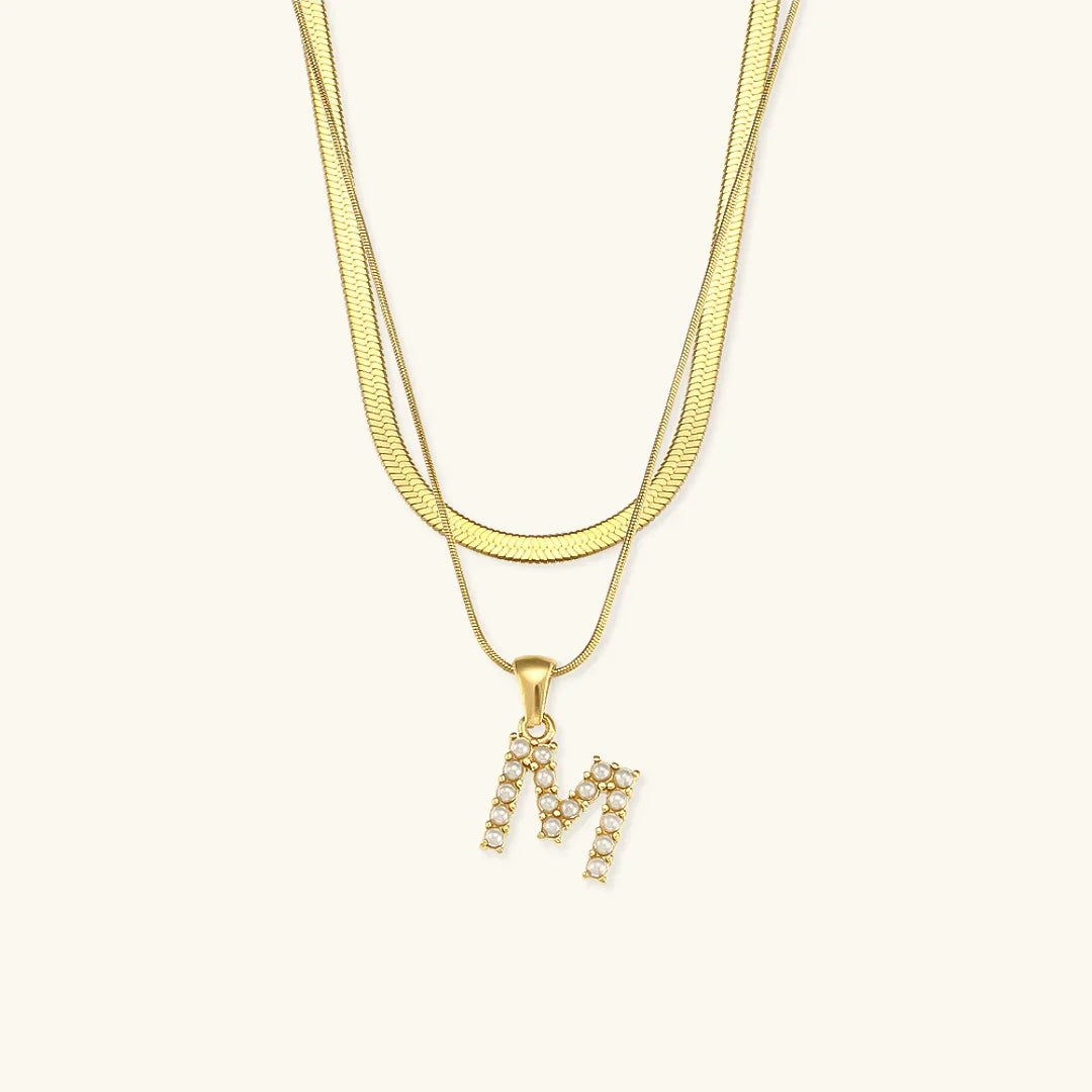 [Gaonasi]Fiona Layered Gold Initial Letter Necklace