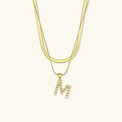 [Gaonasi]Fiona Layered Gold Initial Letter Necklace
