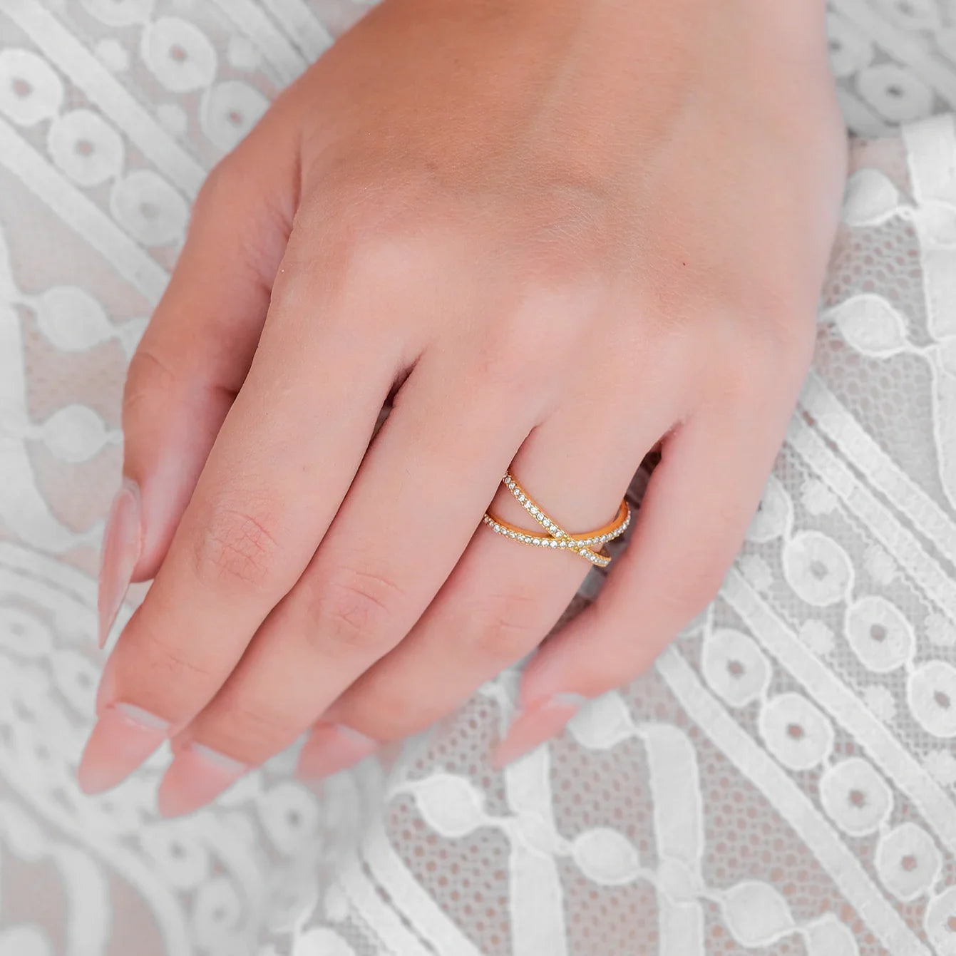 [Gaonasi]Nia Gold Diamond Cross Ring