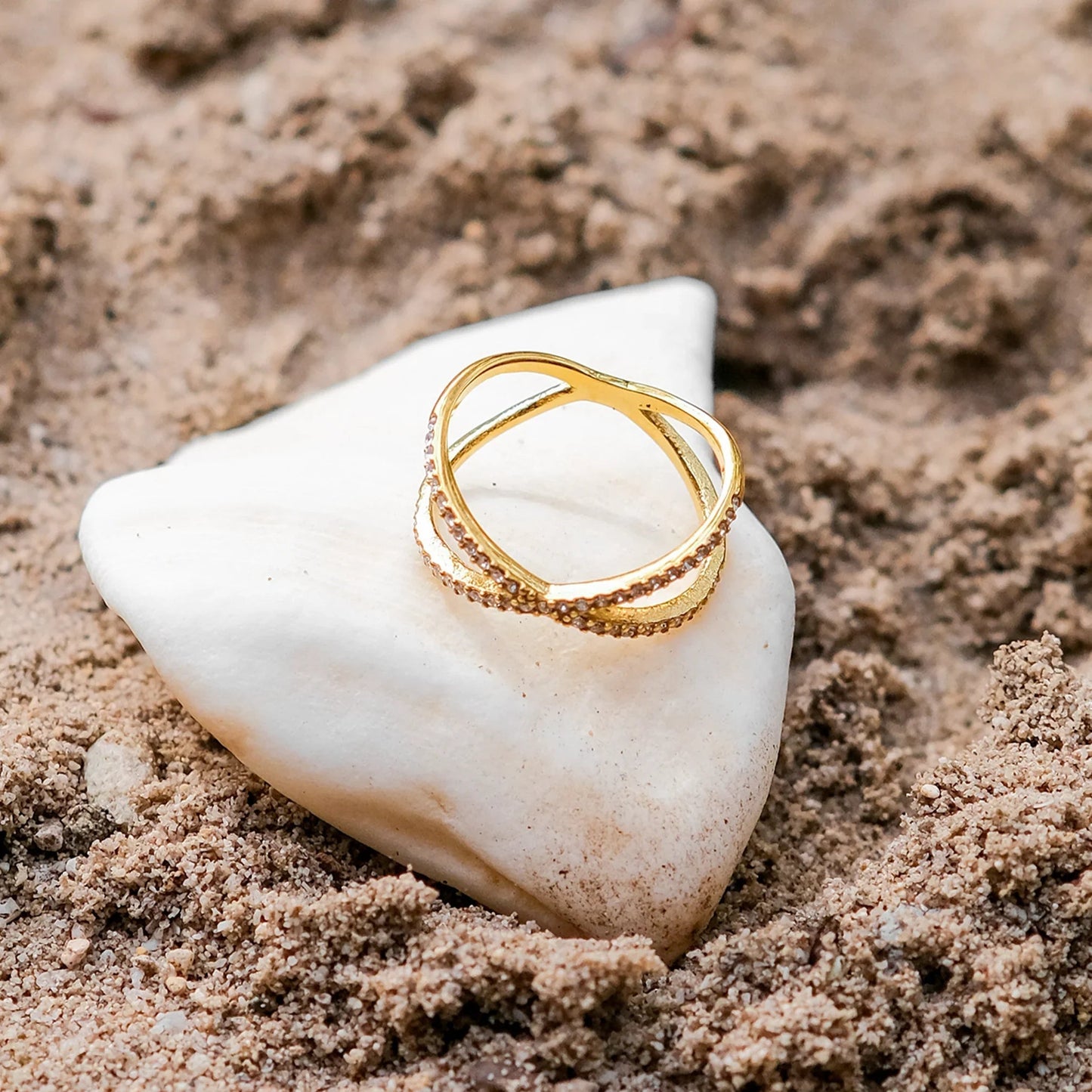 [Gaonasi]Nia Gold Diamond Cross Ring