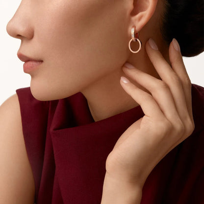 [Gaonasi Jewelry]LOVE 3.3MM DANGLE HALF DIAMOND EARRINGS