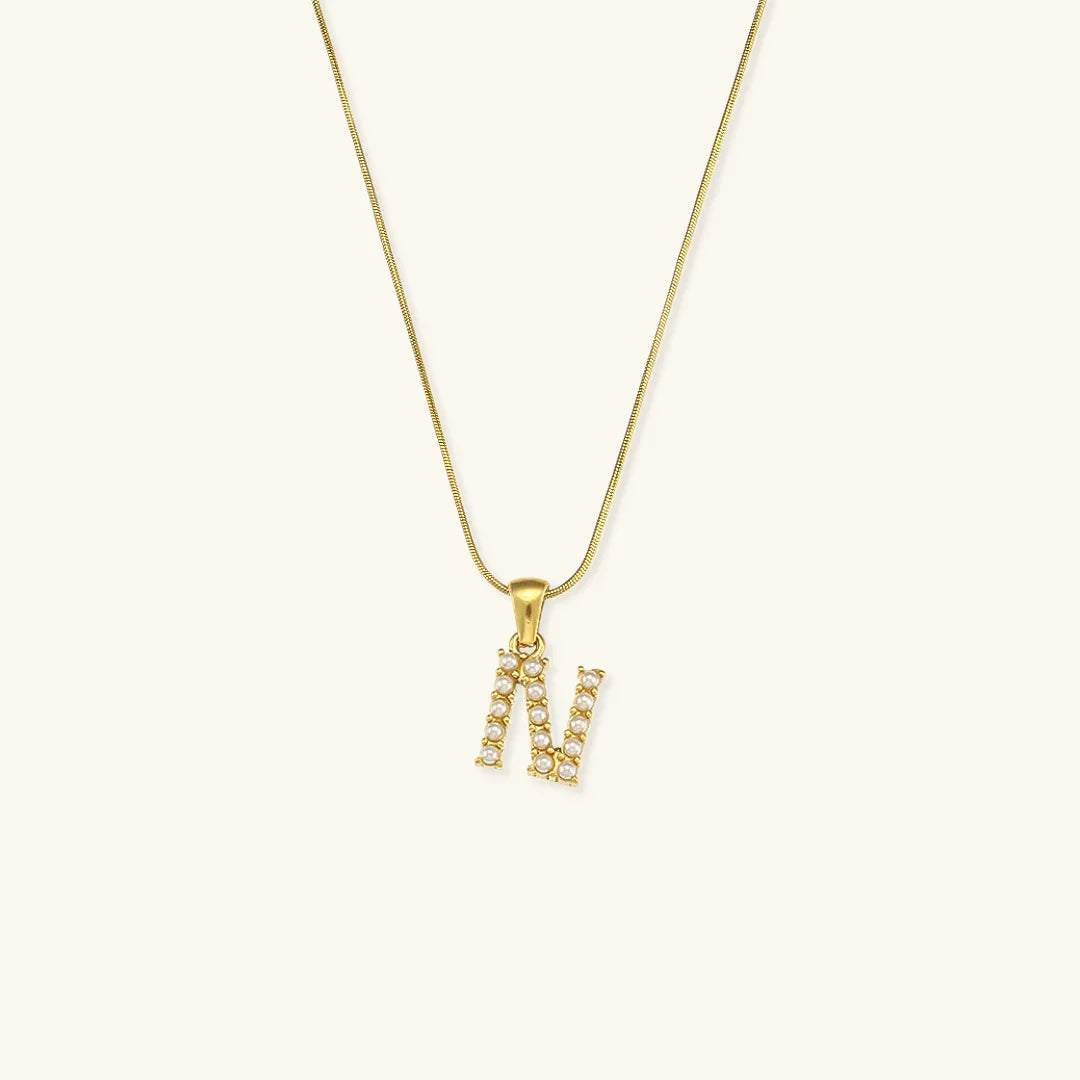 [Gaonasi]Augustine Initial Letter Pearl Necklace