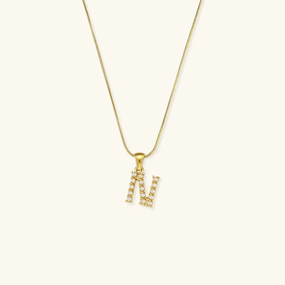 [Gaonasi]Augustine Initial Letter Pearl Necklace