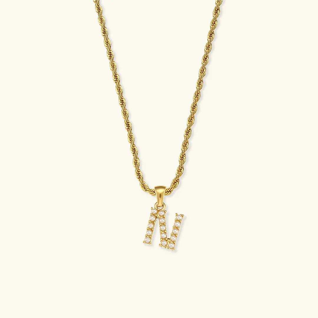 [Gaonasi]Elodie Initial Letter Pearl Necklace
