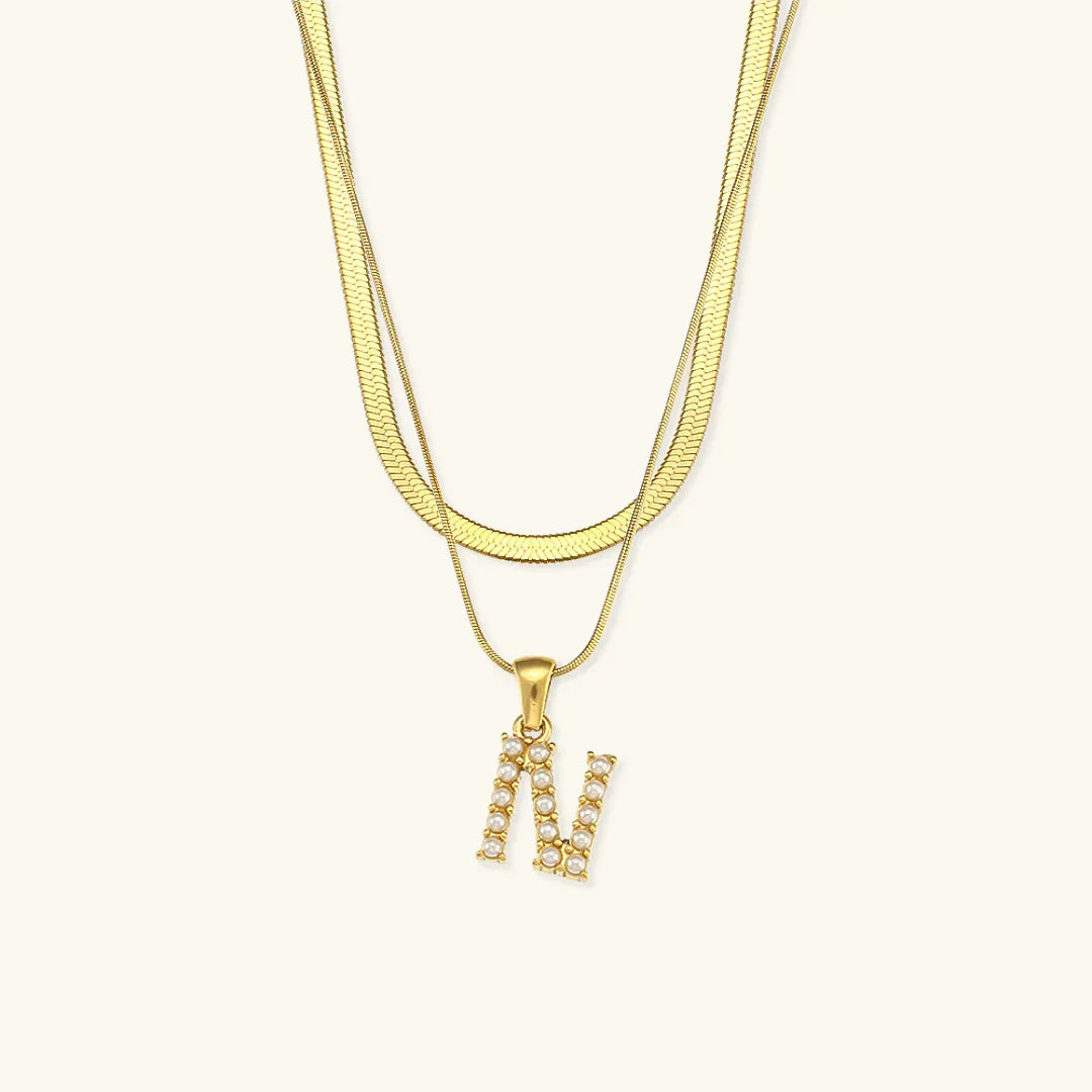 [Gaonasi]Fiona Layered Gold Initial Letter Necklace