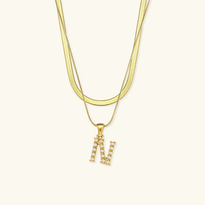[Gaonasi]Fiona Layered Gold Initial Letter Necklace