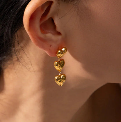 [Gaonasi]Heather Heart Gold Earrings