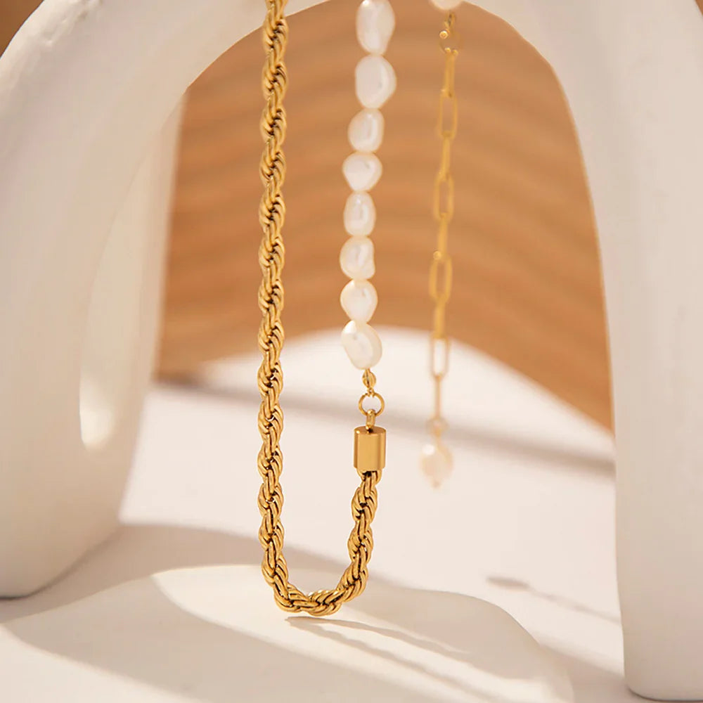 [Gaonasi]Dualia Gold Pearl Necklace