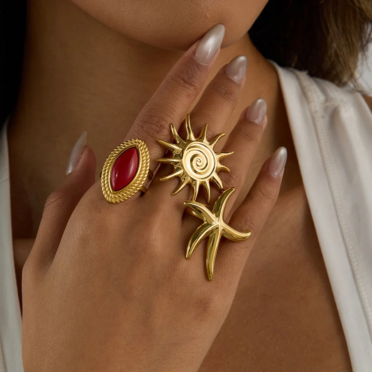 [Gaonasi]Oceanic Gold Starfish Ring