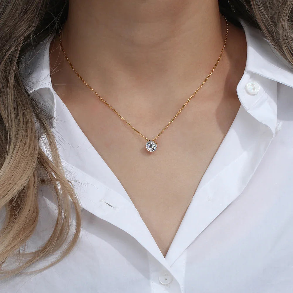 [Gaonasi]Kyla Solitaire Gold Necklace