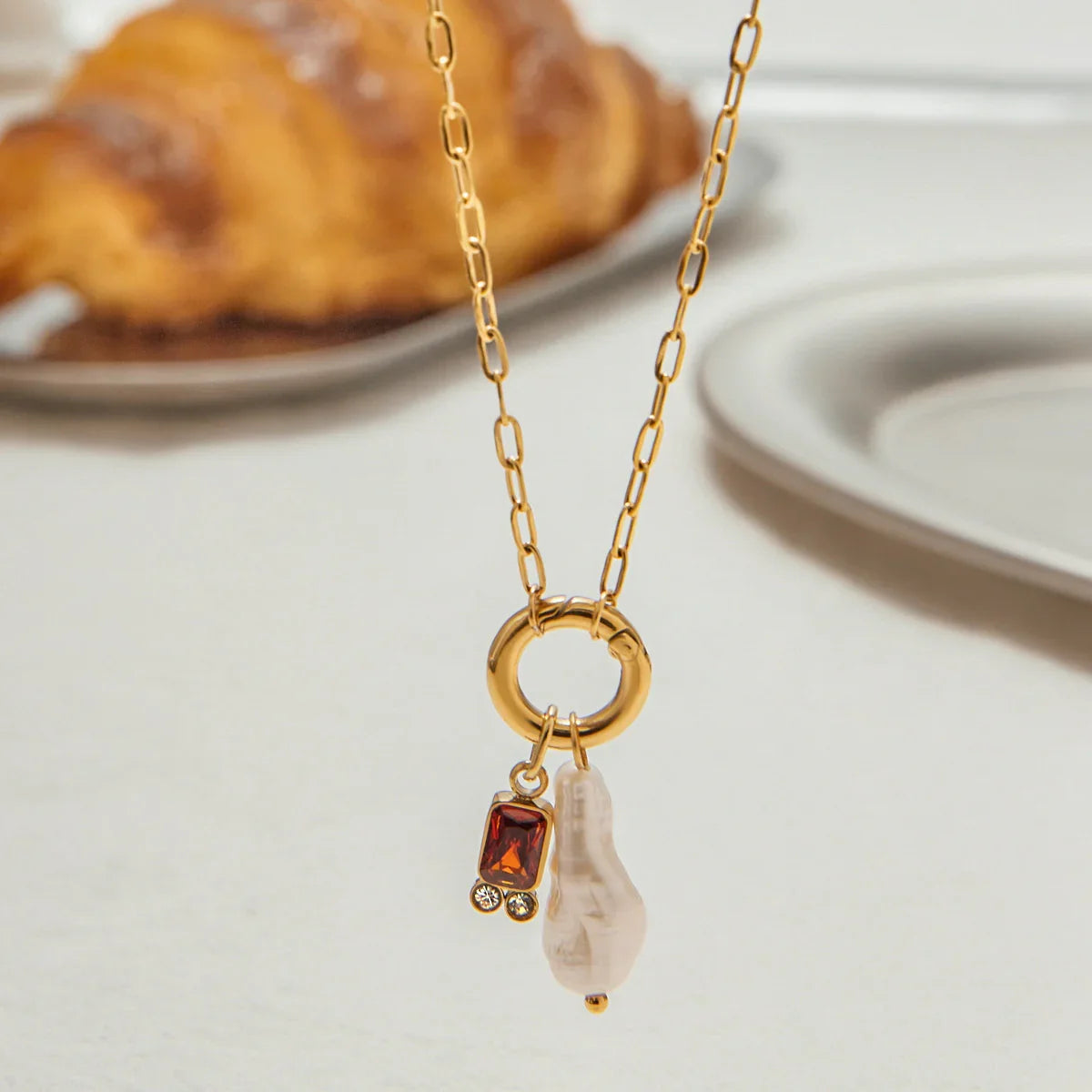 [Gaonasi]Caitlin Birthstone Pearl Necklace