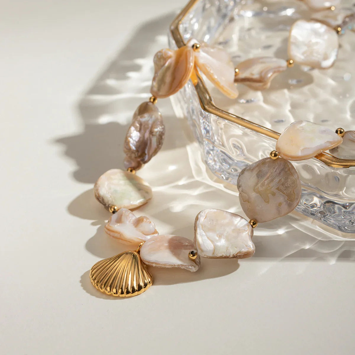 [Gaonasi]Aquamarine Seashell Necklace