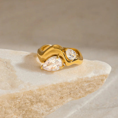 [Gaonasi]Soletta Diamond Teardrop Gold Ring
