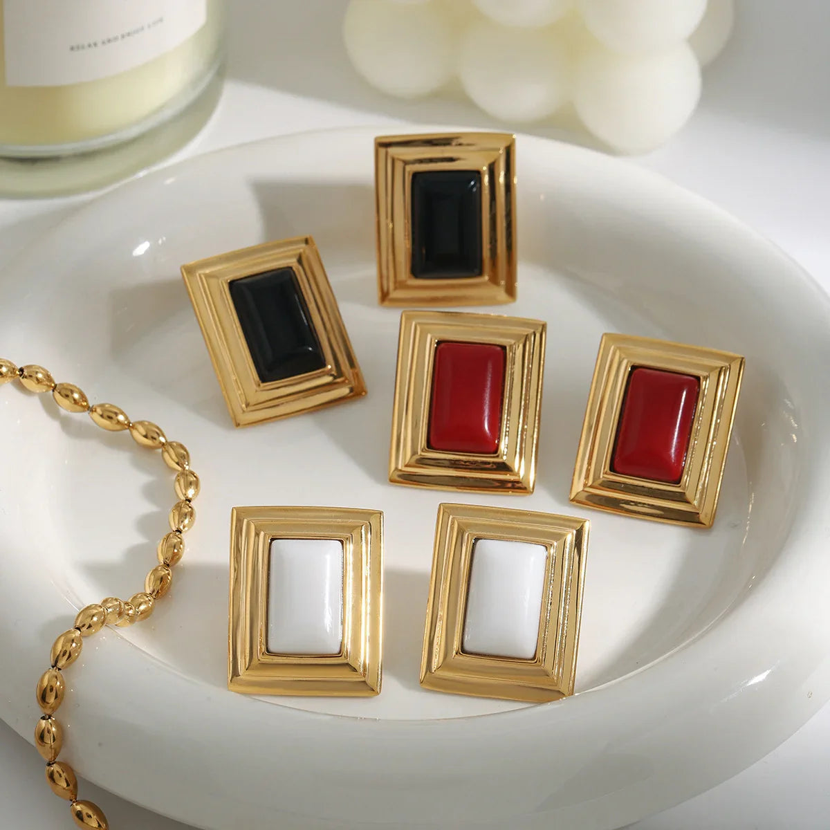 [Gaonasi]Sybil Gold Enamel Earrings