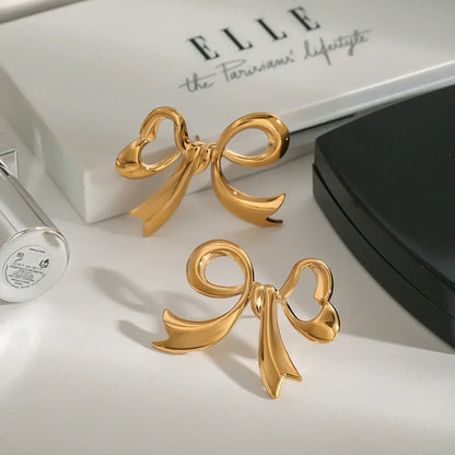 [Gaonasi]Carissa Gold Bowtie Earrings