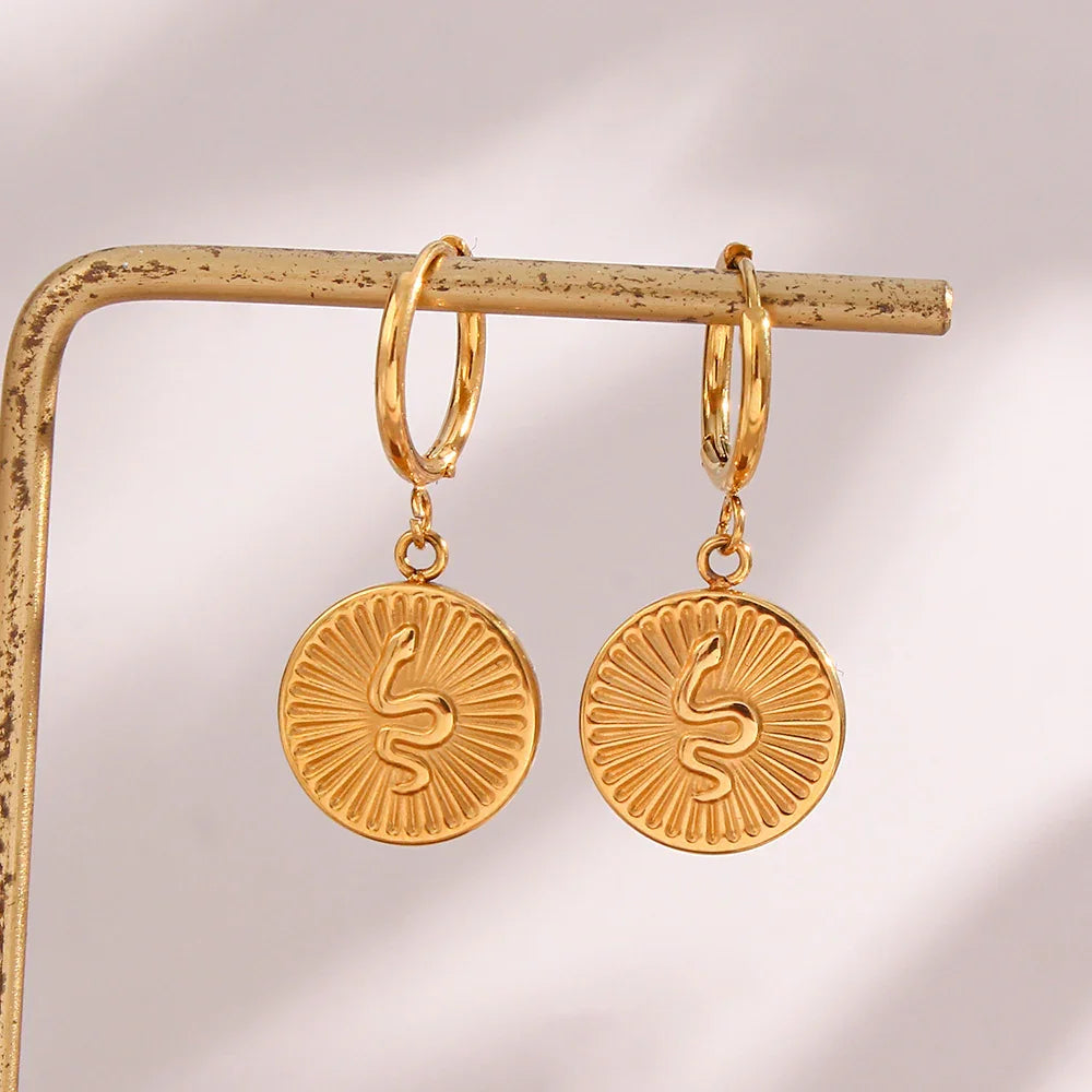 [Gaonasi]Eliana Serpent Coin Earrings
