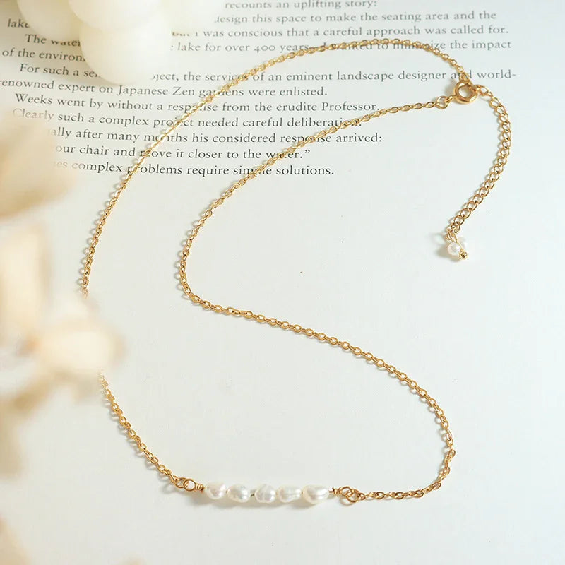 [Gaonasi]Fleur Freshwater Pearl Gold Necklace