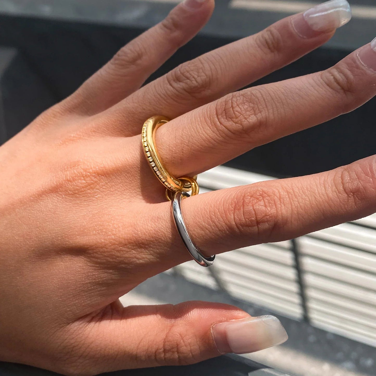 [Gaonasi]Claire Two Tone Ring Stack