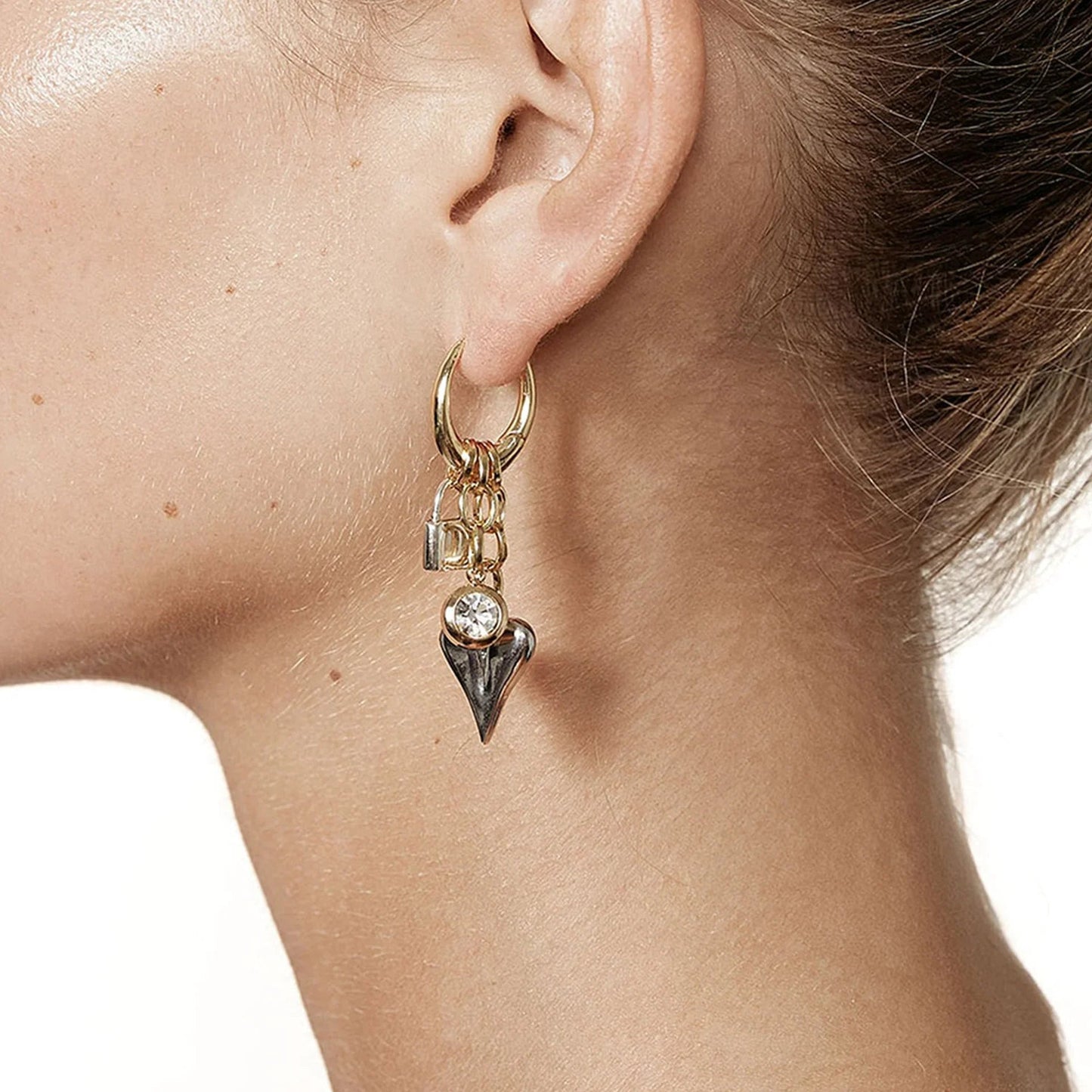 [Gaonasi]Sarah Heart & Lock Gold Earrings