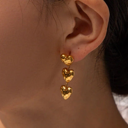 [Gaonasi]Heather Heart Gold Earrings