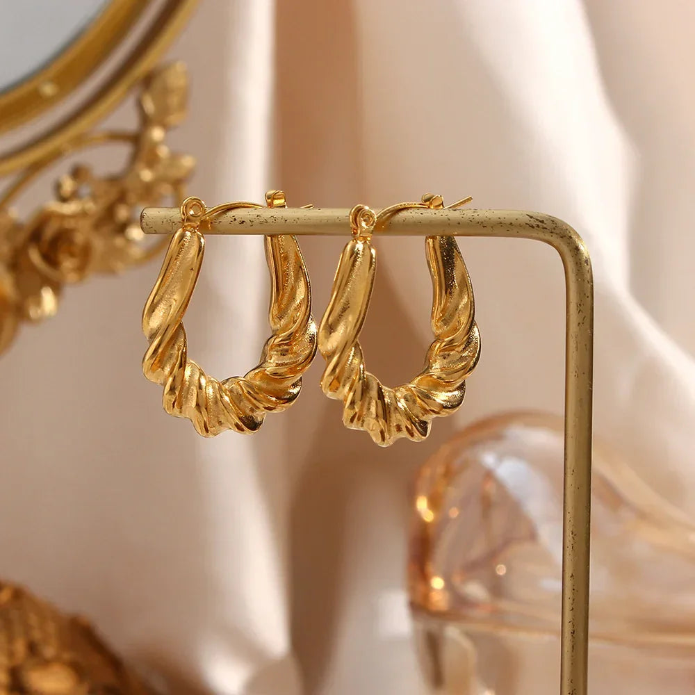 [Gaonasi]Adaline Twist Hoop Earrings