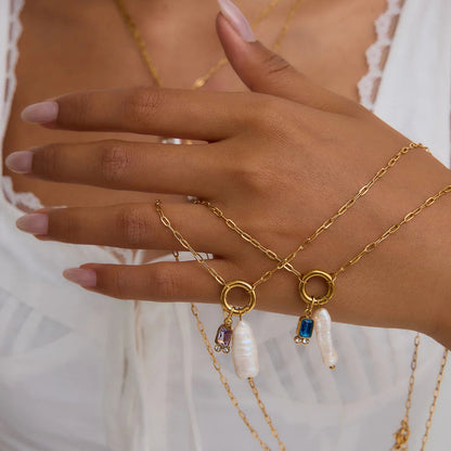 [Gaonasi]Caitlin Birthstone Pearl Necklace