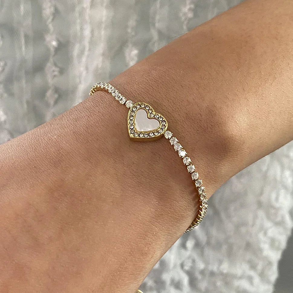 [Gaonasi]Cameron Diamond Heart Tennis Bracelet