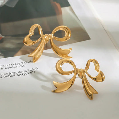 [Gaonasi]Carissa Gold Bowtie Earrings