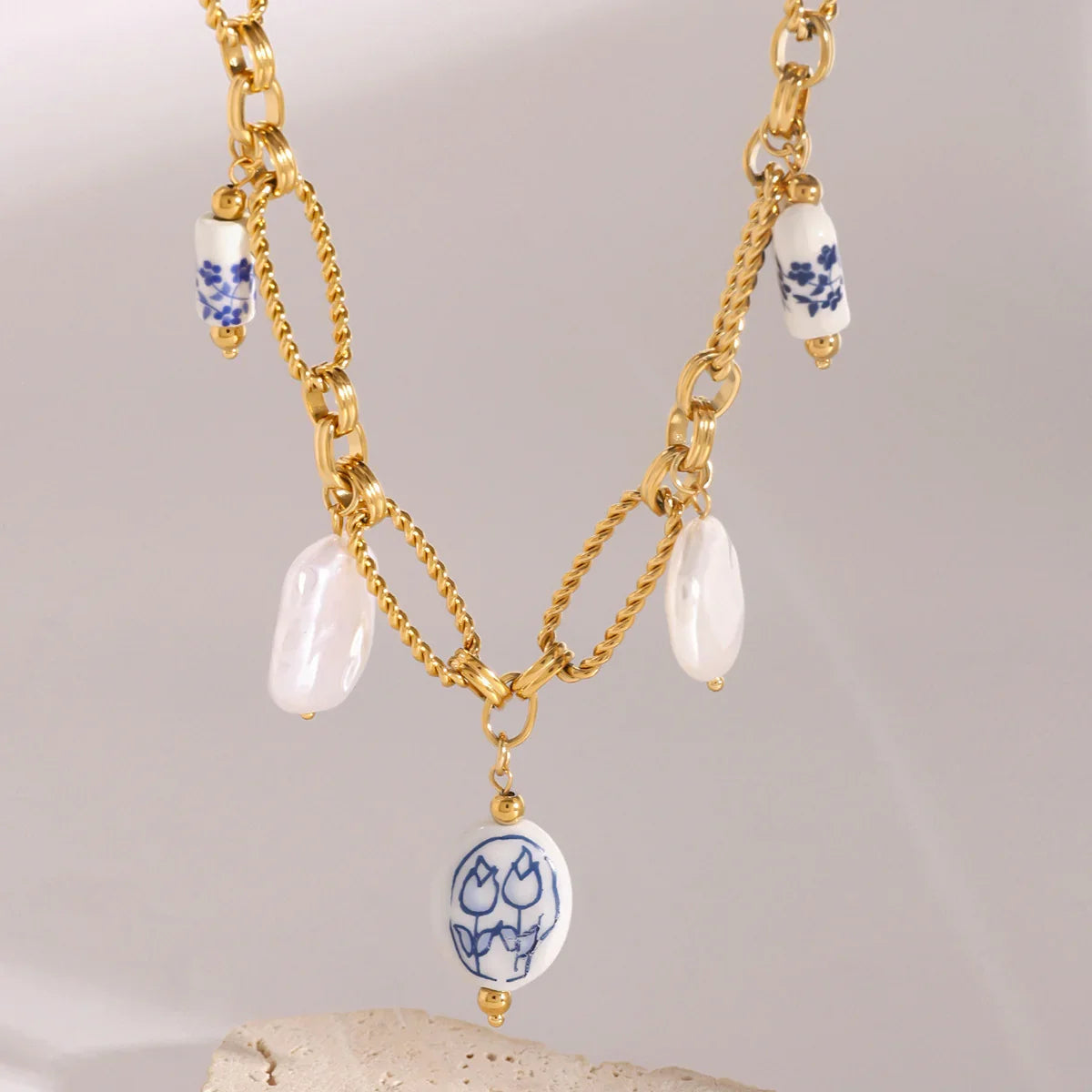 [Gaonasi]Cerulean Freshwater Pearl Necklace