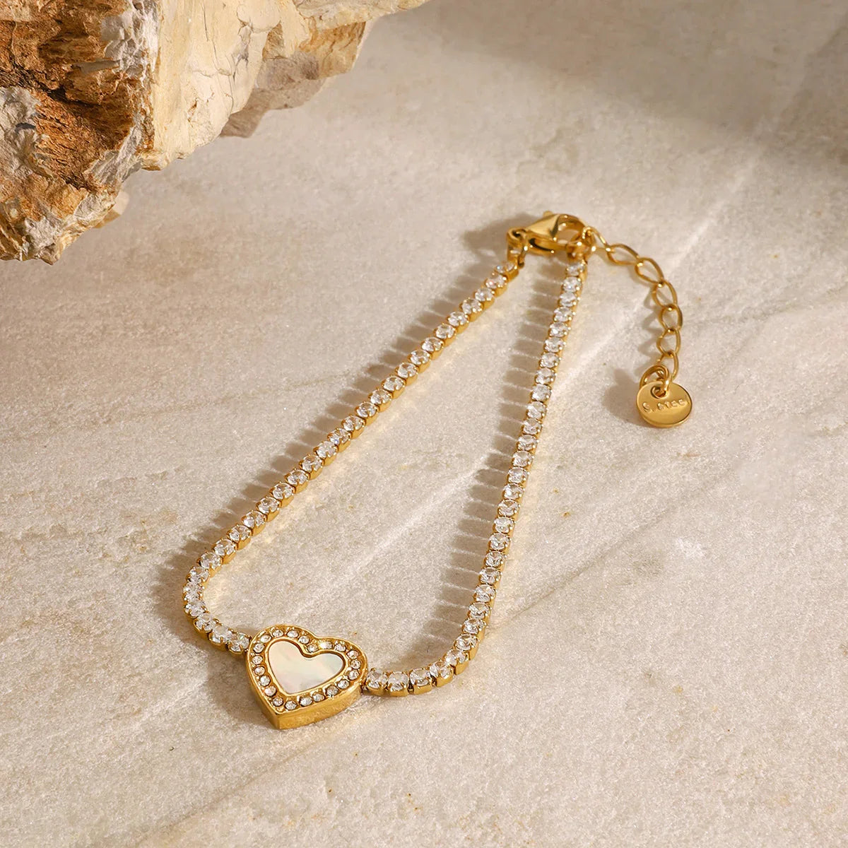 [Gaonasi]Cameron Diamond Heart Tennis Bracelet