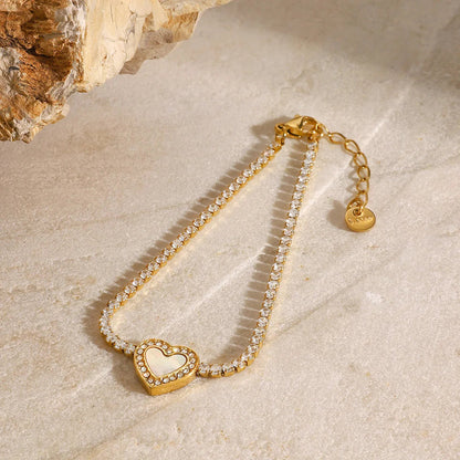 [Gaonasi]Cameron Diamond Heart Tennis Bracelet