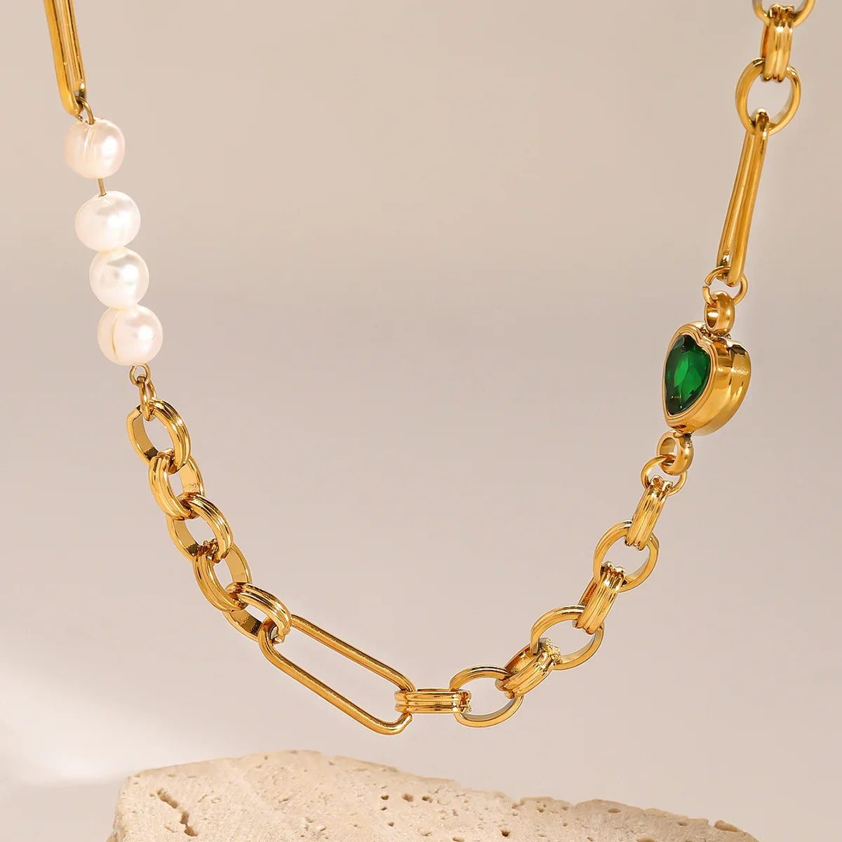 [Gaonasi]Maddison Pearl Chain Gold Necklace