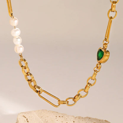 [Gaonasi]Maddison Pearl Chain Gold Necklace