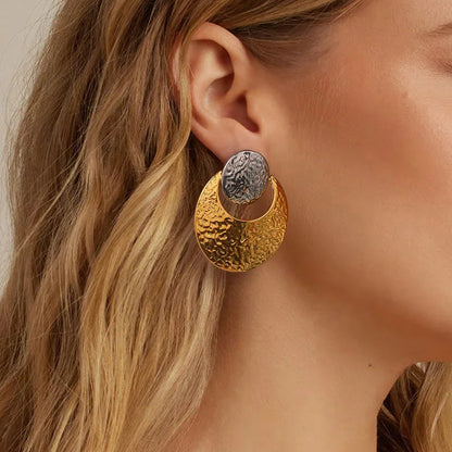 [Gaonasi]Shelly Two Tone Crescent Earrings