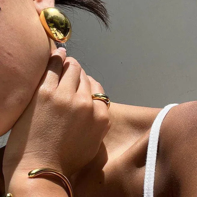 [Gaonasi]Carrie Chunky Bean Gold Earrings