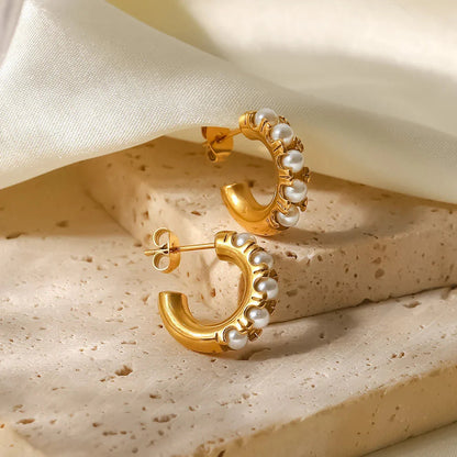 [Gaonasi]Irene Pearl Hoop Earrings