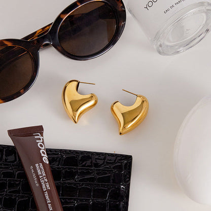 [Gaonasi]Aimee Chunky Heart Gold Earrings
