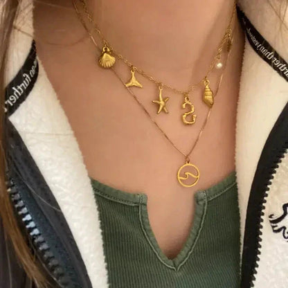 [Gaonasi]Avaria Ocean Initial Necklace