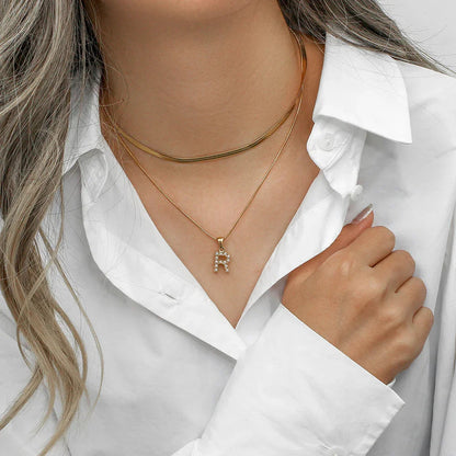 [Gaonasi]Fiona Layered Gold Initial Letter Necklace