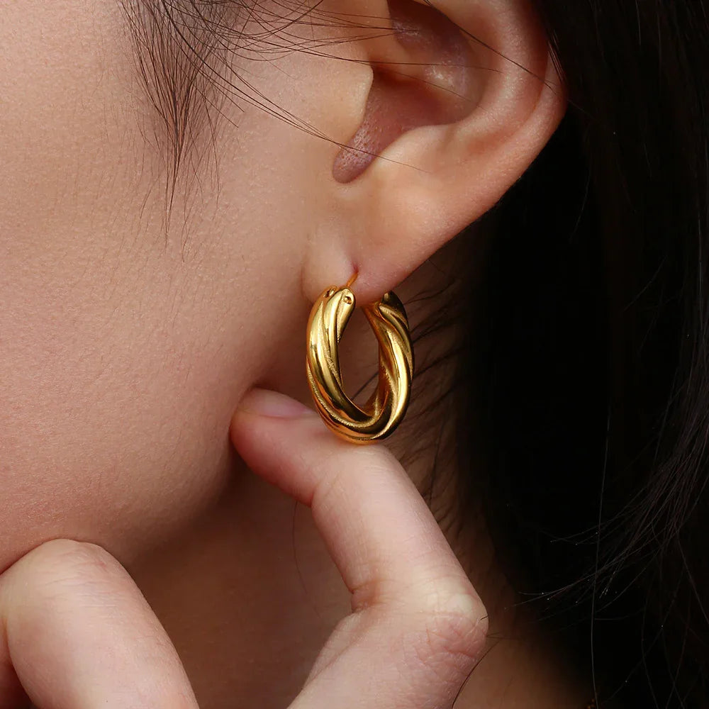 [Gaonasi]Denisse Twisted Hoop Earrings