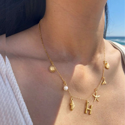 [Gaonasi]Avaria Ocean Initial Necklace