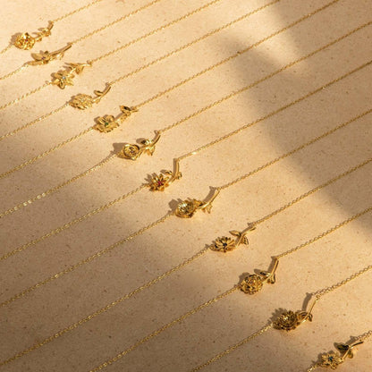 [Gaonasi]Maribelle Birth Flower Gold Necklace