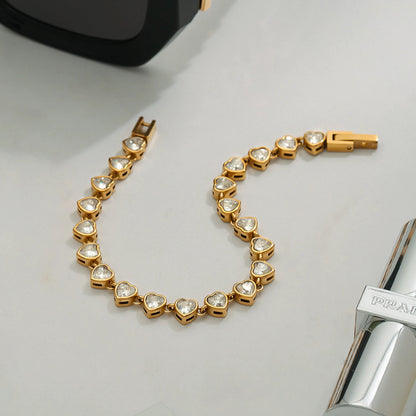 [Gaonasi]Romani Heart Shaped Tennis Bracelet