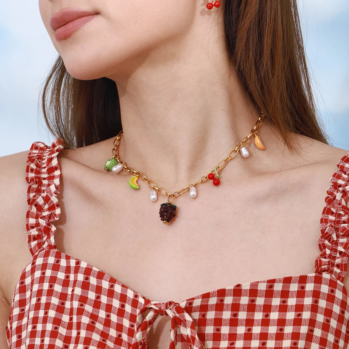 [Gaonasi]Michelle Fruit Charm Gold Necklace