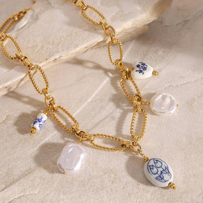 [Gaonasi]Cerulean Freshwater Pearl Necklace