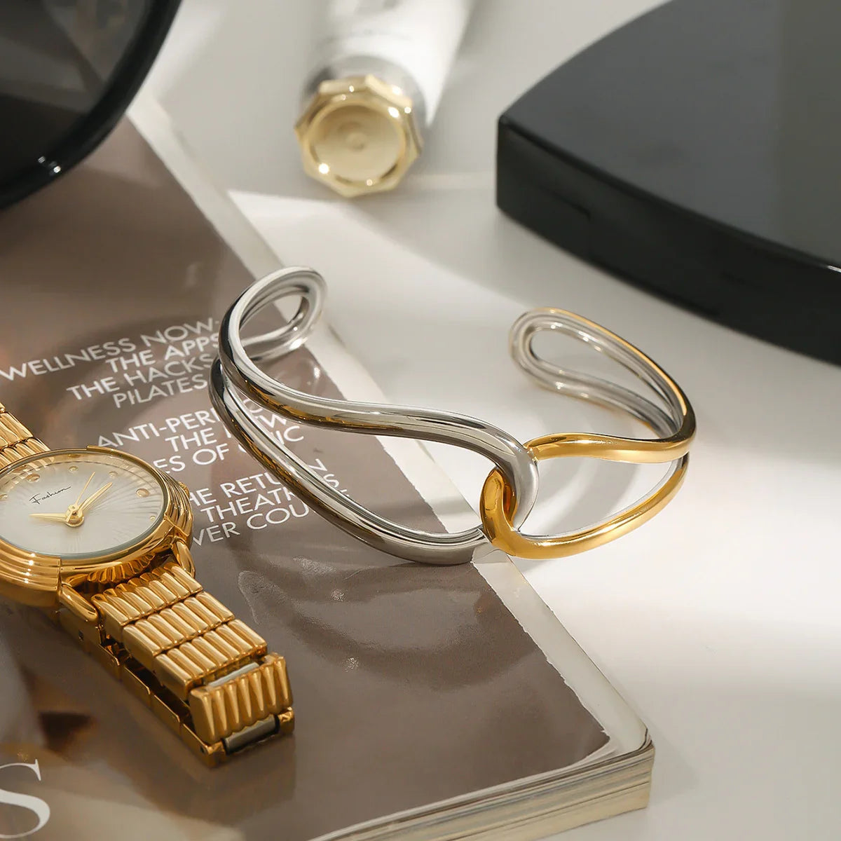 [Gaonasi]Noria Two Tone Gold Bangle